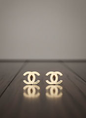 Stainless Steel Golden "C" Interlock Studs Earrings