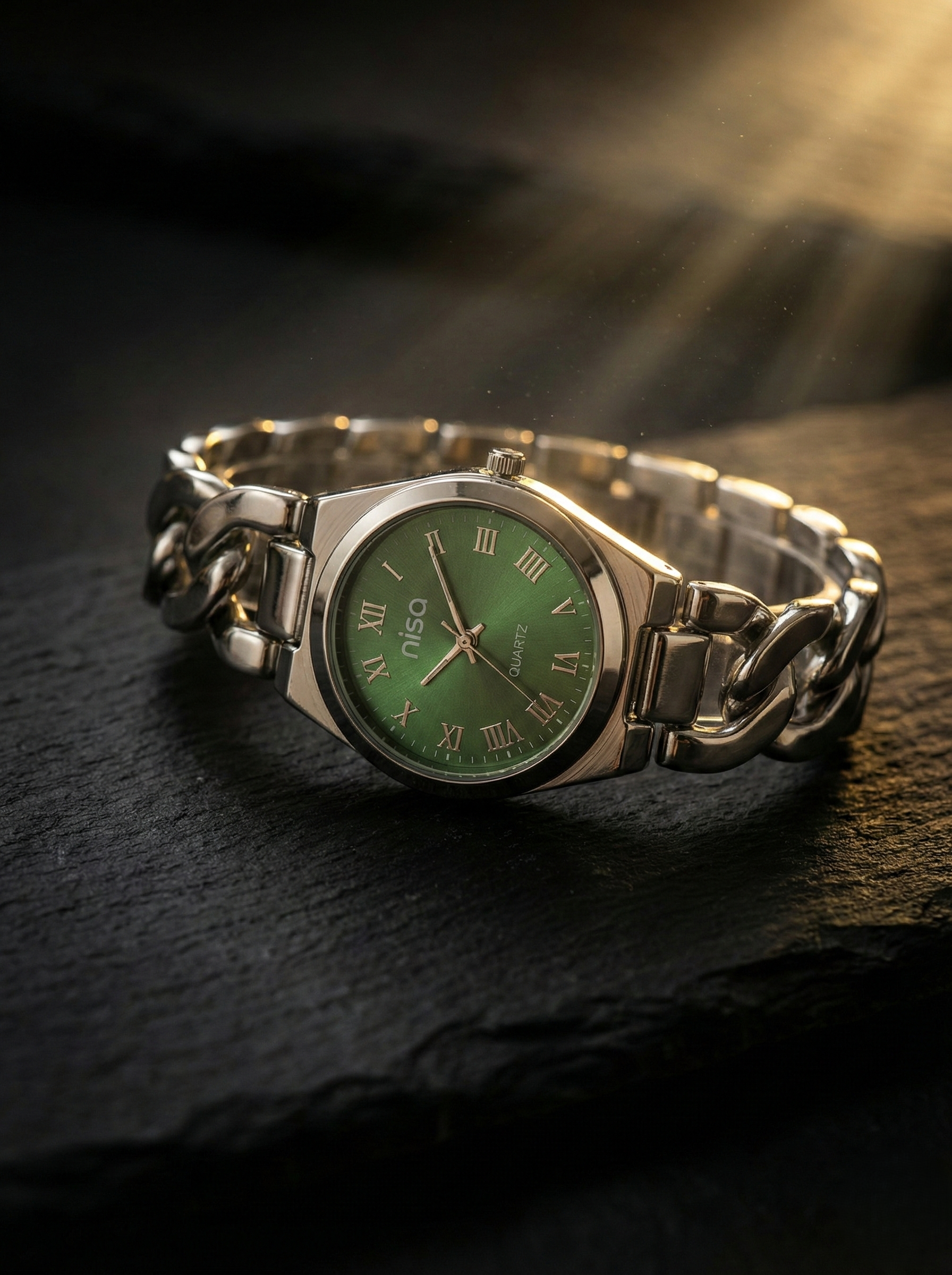 Nisa Silver Chain-Link Series – Classic Quartz Watch