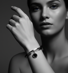 Nisa Premium Silver Polish Hanging Roman Numbers Design With Daimond And Ceramic Studded Bracelet For Women and Girls