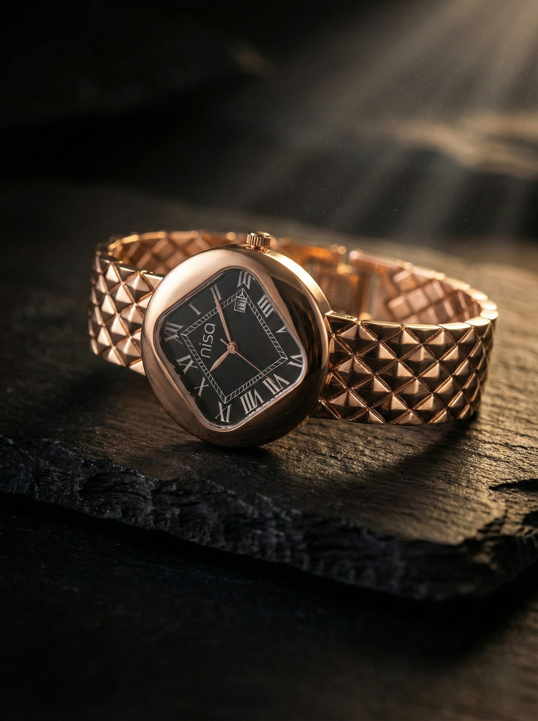 Nisa Classic Elegance Timepiece – The Quilted Rose Gold Collection