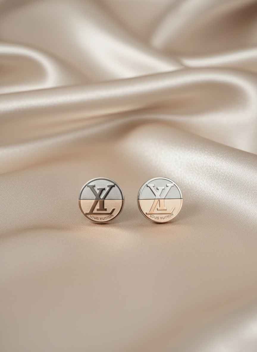 Stainless Steel Stud Earrings Two Tone (Silver / Rose Gold)