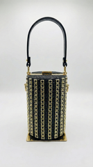 Nisa Midnight Black  Crystal Cylinder Purse