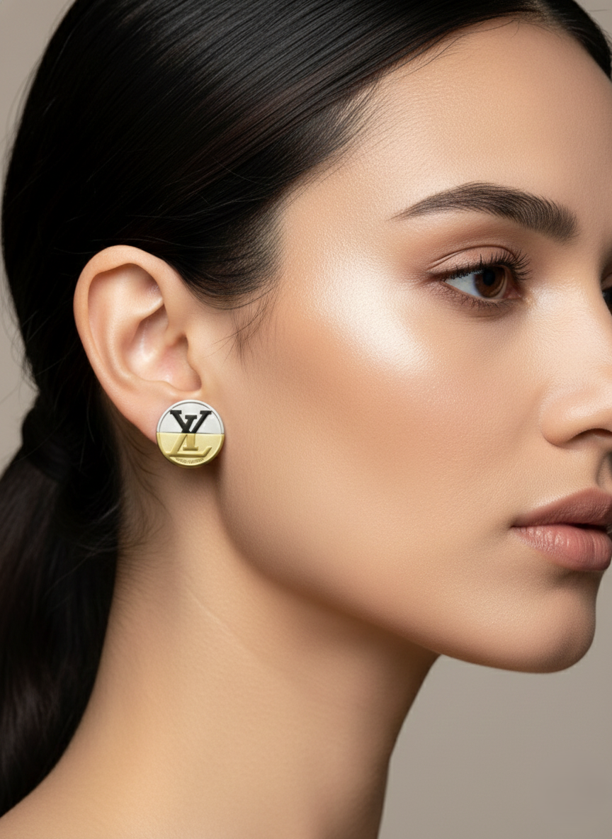 Stainless Steel Stud Earrings Two Tone (Silver / Gold)