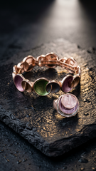 Nisa Artisan Pastel Glaze Textured Bracelet and Ring Jewelry Set