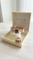 Nisa Pastel Enamel Oval Motif Bracelet & Statement Ring Combo
