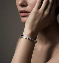 Nisa Premium Silver Polish Delicate Design With Daimond Studded Bracelet For Women and Girls