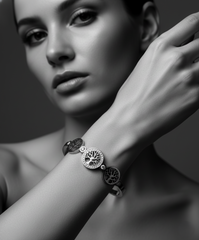 Nisa Premium Silver Polish Tree Design With Diamond Studded Bracelet For Women and Girls