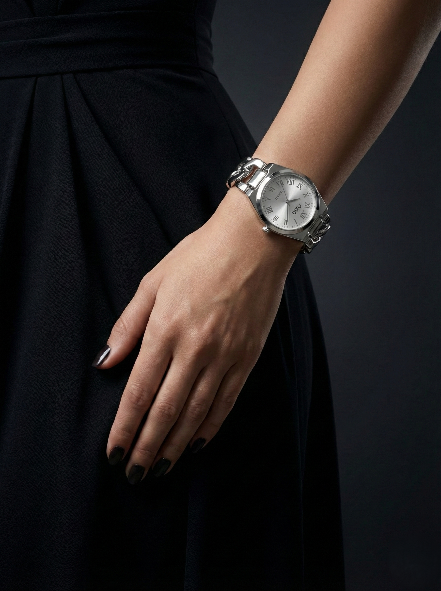 Nisa Silver Chain-Link Series – Classic Quartz Watch