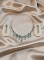 Mint Harmony: AD Necklace & Drop Earring Set