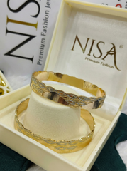 NISA Premium Dual-Tone Scalloped Bangles