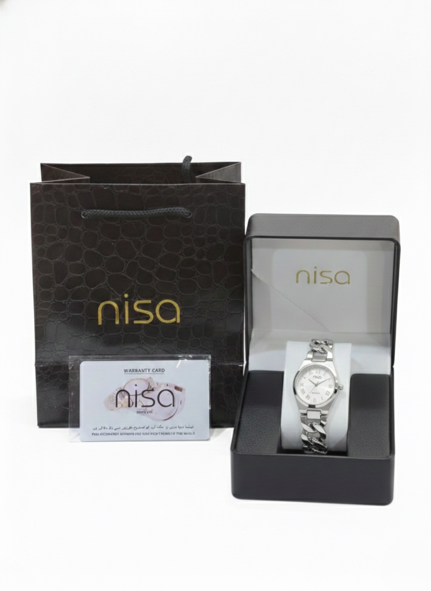 Nisa Silver Chain-Link Series – Classic Quartz Watch