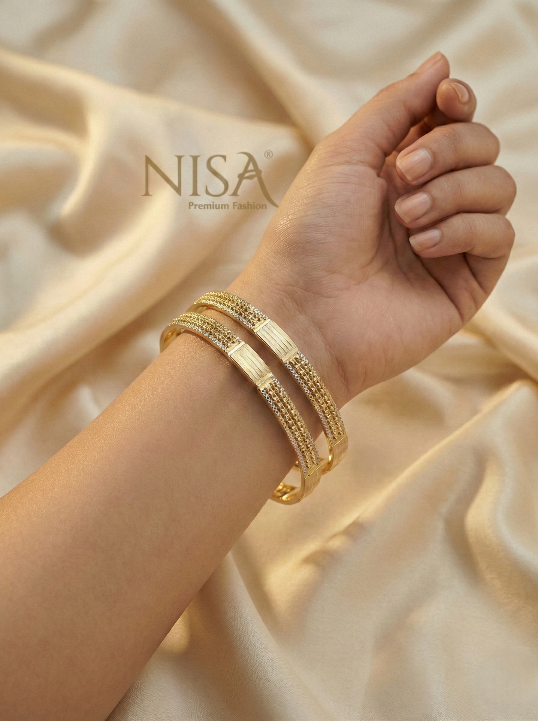 Nisa Premium Dual-Tone Textured Bangles