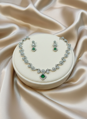 Nisa Emerald & Diamond-Cut AD Necklace Set