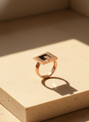 Stainless Steel Square Icon Rose Gold Ring
