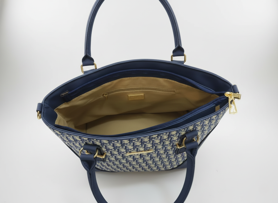 3-Pcs Combo Tote & Satchel Set – Navy Blue