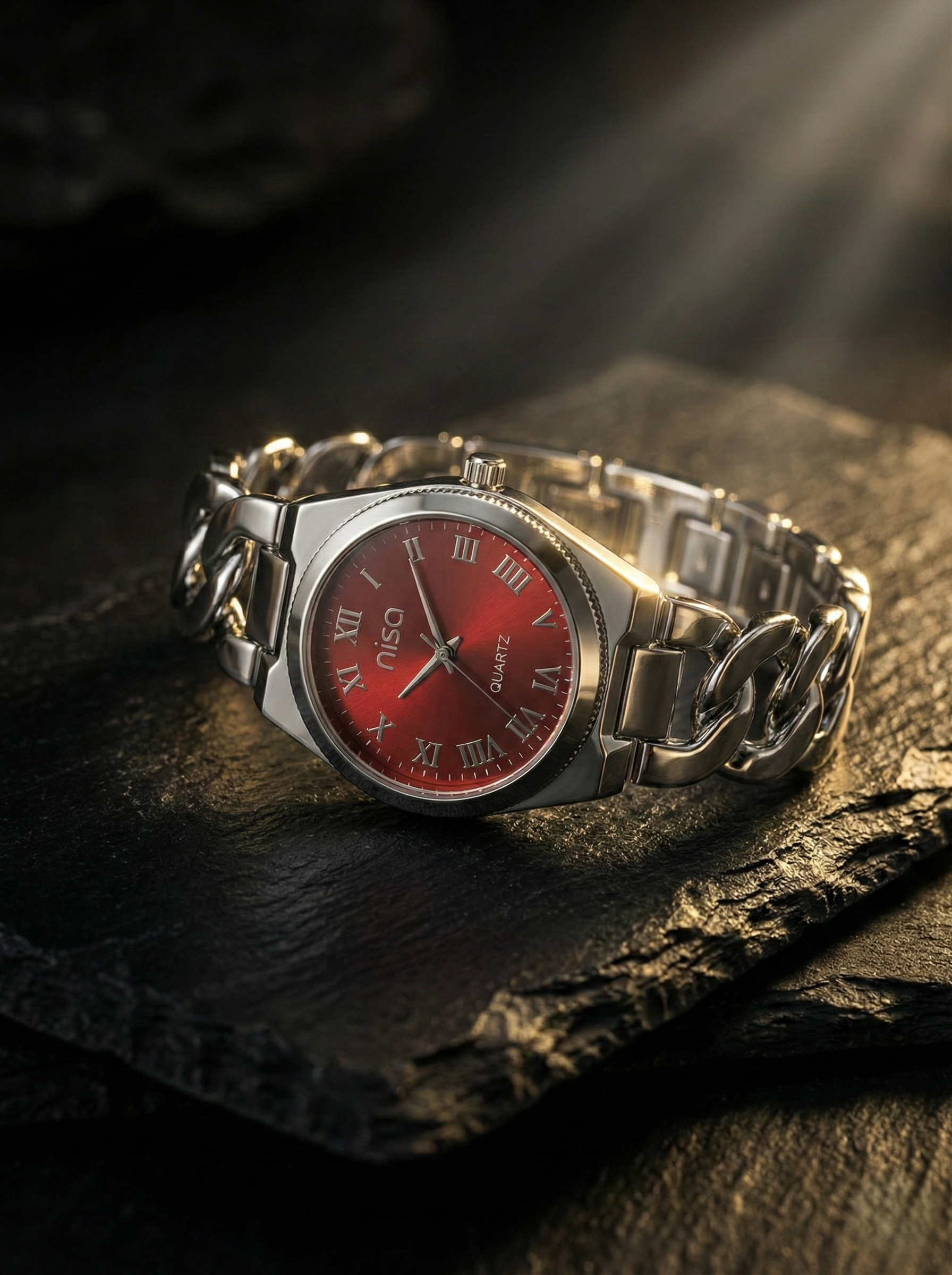 Nisa Silver Chain-Link Series – Classic Quartz Watch