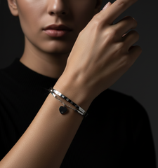 Nisa Premium Silver-Polish Hanging-Lock Design With Diamond Studded Bracelet For Women and Girls