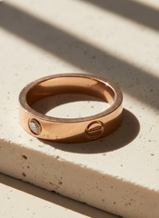 Rose Gold-Tone Stainless Steel Band Ring