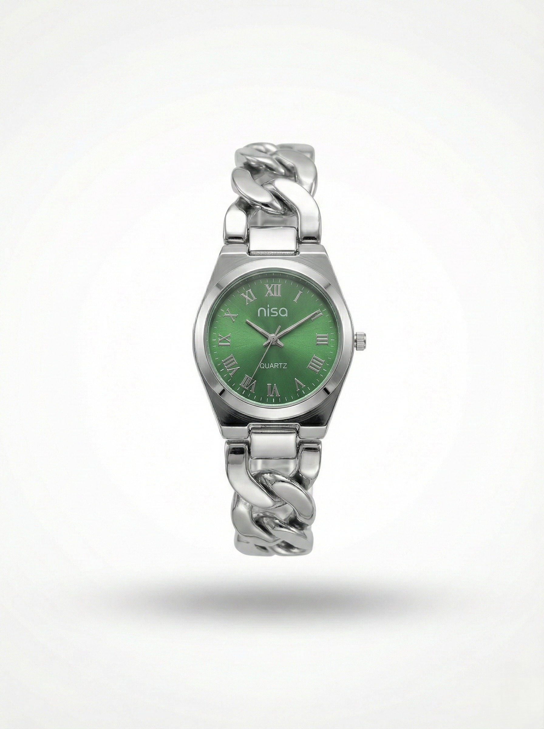 Nisa Silver Chain-Link Series – Classic Quartz Watch