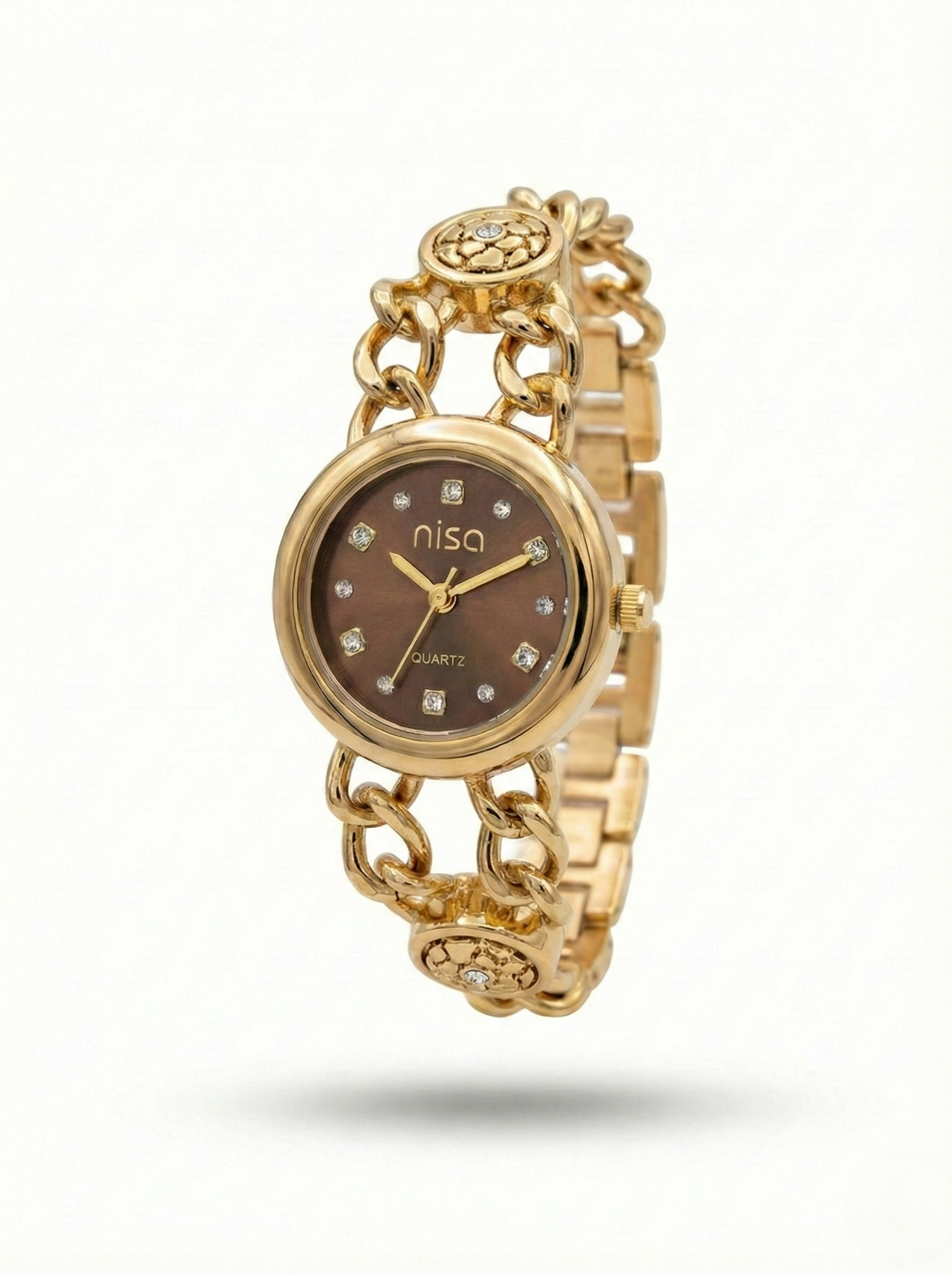 Nisa Elegant Gold Chain-Link Women's Watch