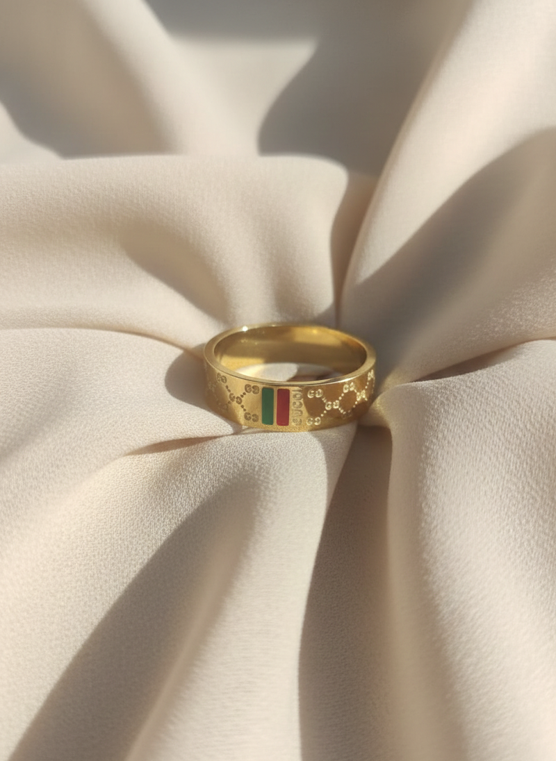 Stainless Steel Designer-Inspired  Gold Ring
