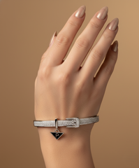 Nisa Premium Silver-Polish Delicate Belt Design With Diamond Studded Bracelet For Women and Girls