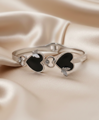 Nisa Premium Silver Polish Beautiful Butterfly And Heart Design With Daimond And Ceramic Studded Bracelet For Women and Girls