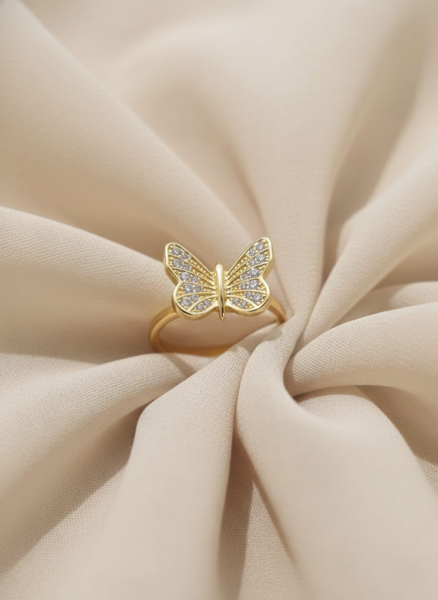 Golden Monarch Butterfly Statement Finger Ring