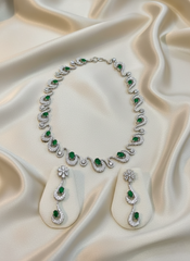 Emerald Green & AD Necklace Set