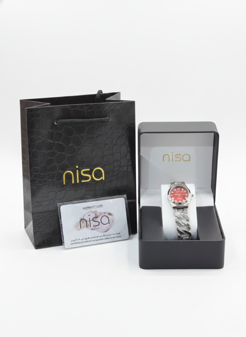 Nisa Silver Chain-Link Series – Classic Quartz Watch
