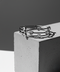 Nisa Premium Silver-Polish Heart Design With Diamond Studded Bracelet For Women and Girls