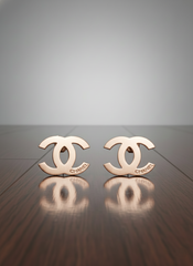 Stainless Steel Rose Gold "C" Interlock Studs Earrings