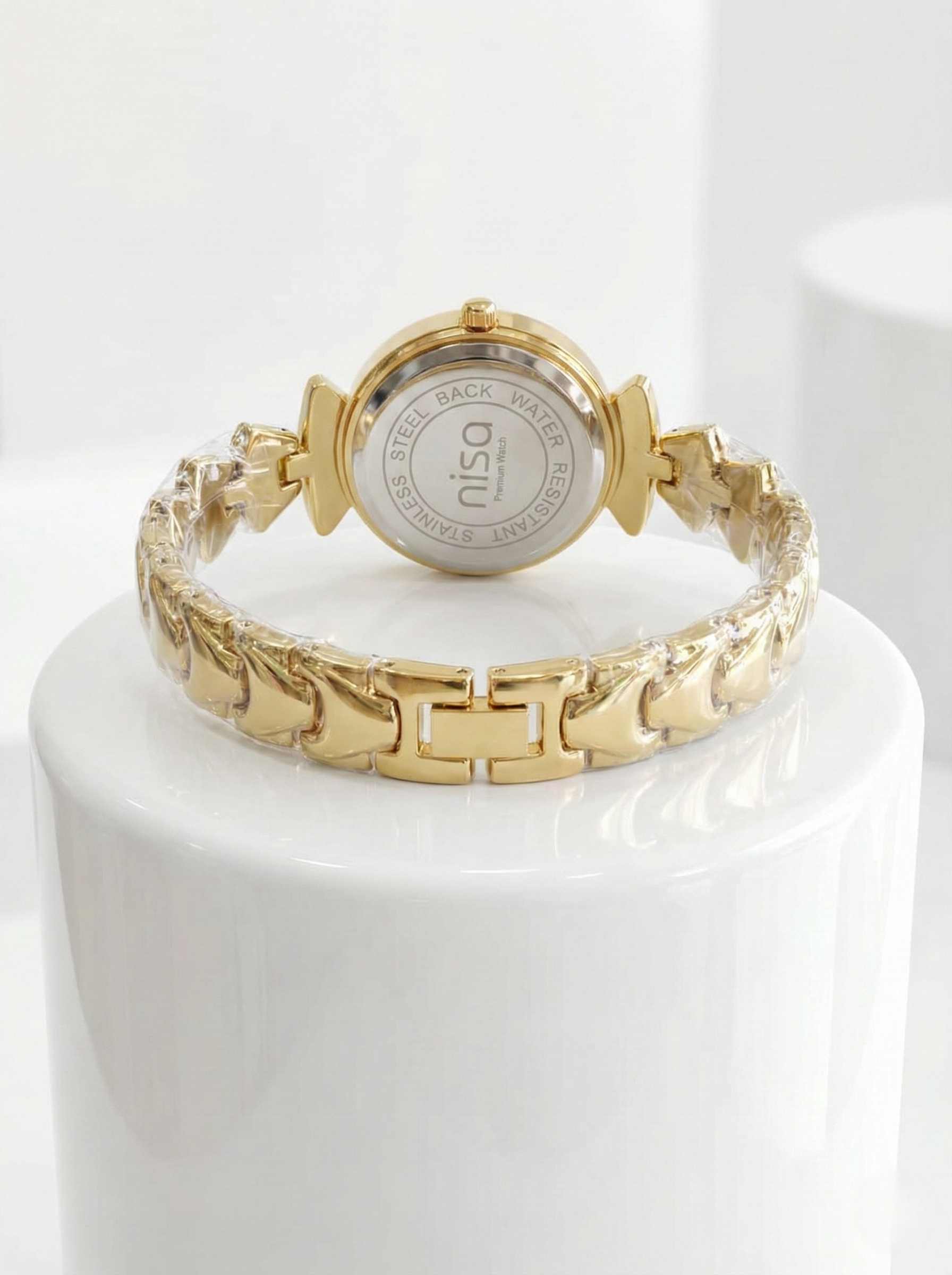 Nisa Designer Gold Women’s Watch with Crystal Accents