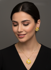 Dubai Style Gold-Tone Pendant and Earring Set