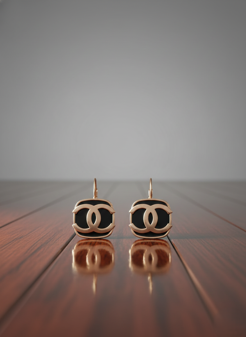 Stainless Steel Rose Gold Tone Interlock Earrings