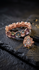 Nisa Artisan Pastel Glaze Textured Bracelet and Ring Jewelry Set