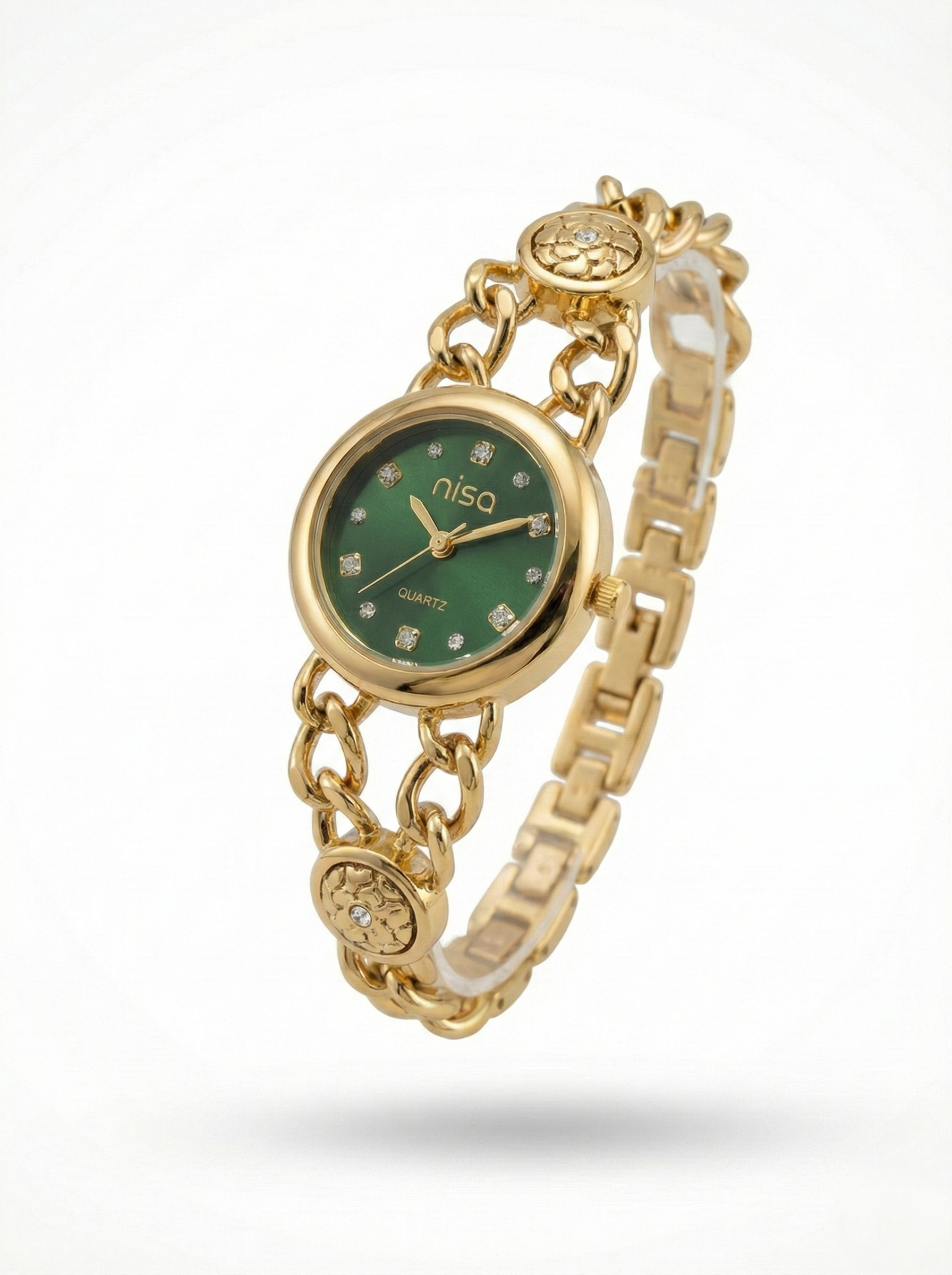 Nisa Elegant Gold Chain-Link Women's Watch