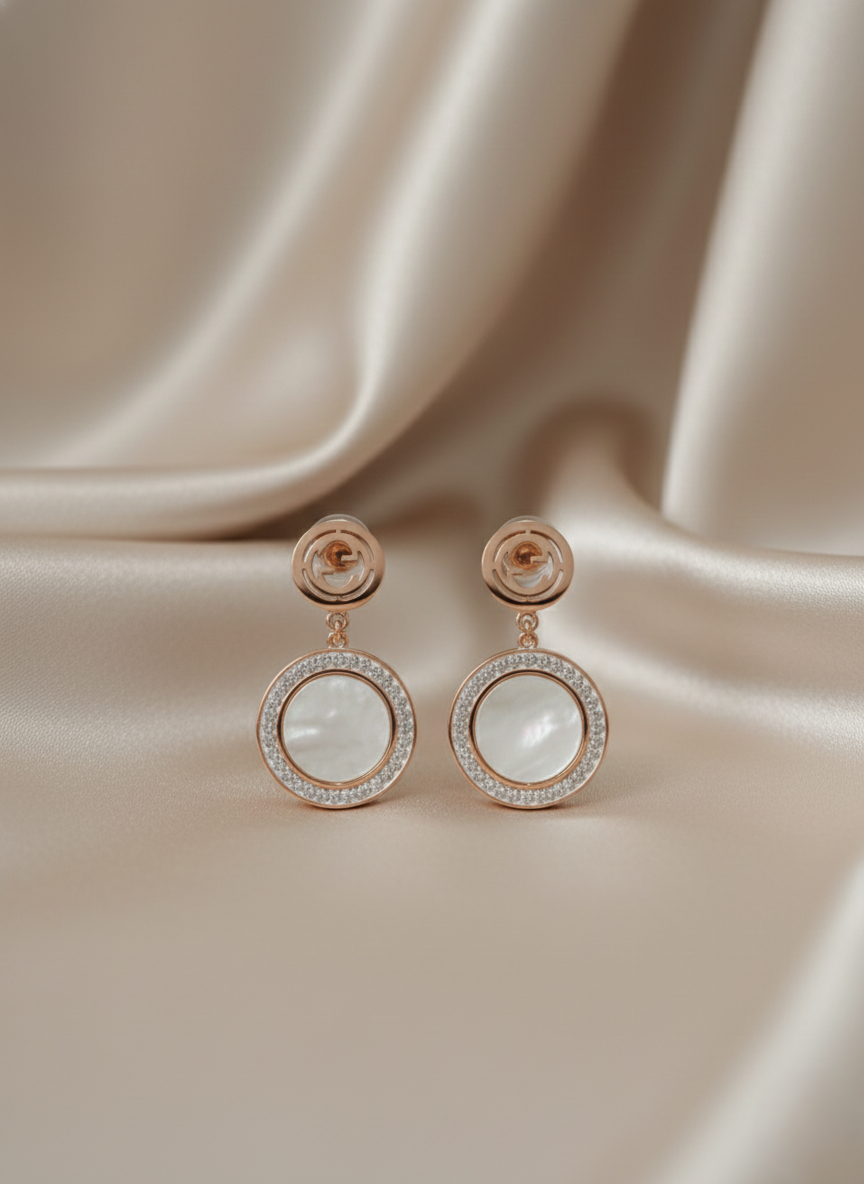 Rose Gold Tone Stainless Steel Halo Earrings