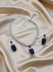 Sapphire Blue & Pear-Cut Zirconia AD Necklace Set