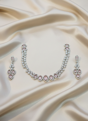 NISA Pink & Zirconia Statement AD Necklace