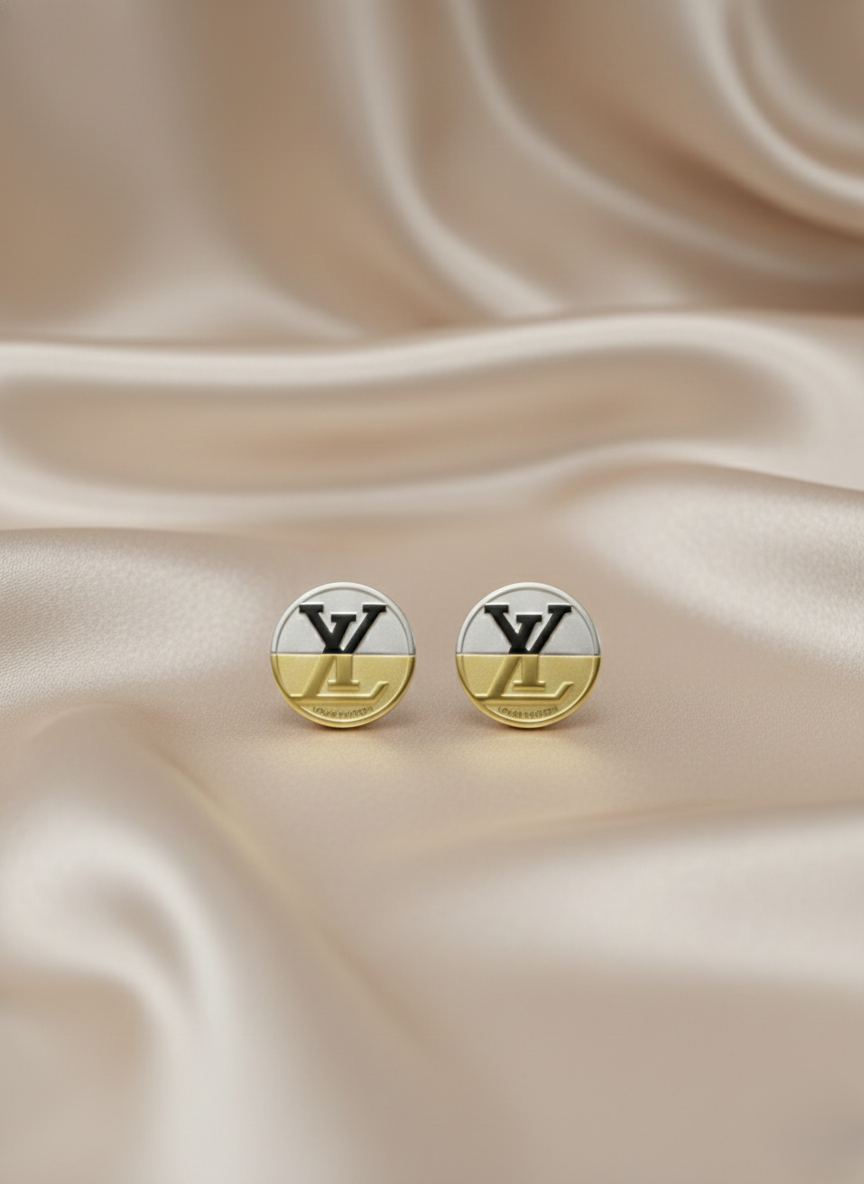 Stainless Steel Stud Earrings Two Tone (Silver / Gold)