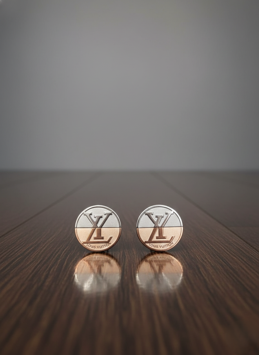 Stainless Steel Stud Earrings Two Tone (Silver / Rose Gold)