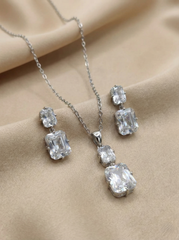 Classic Emerald-Cut AD Pendant Set