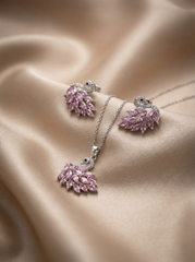 Crystal Swan Pendant Set with Matching Earrings