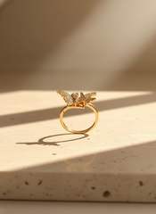 The Ethereal Flutter Diamond Butterfly Finger Ring