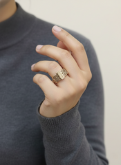 Stainless Steel Hexagon Rose Gold Ring