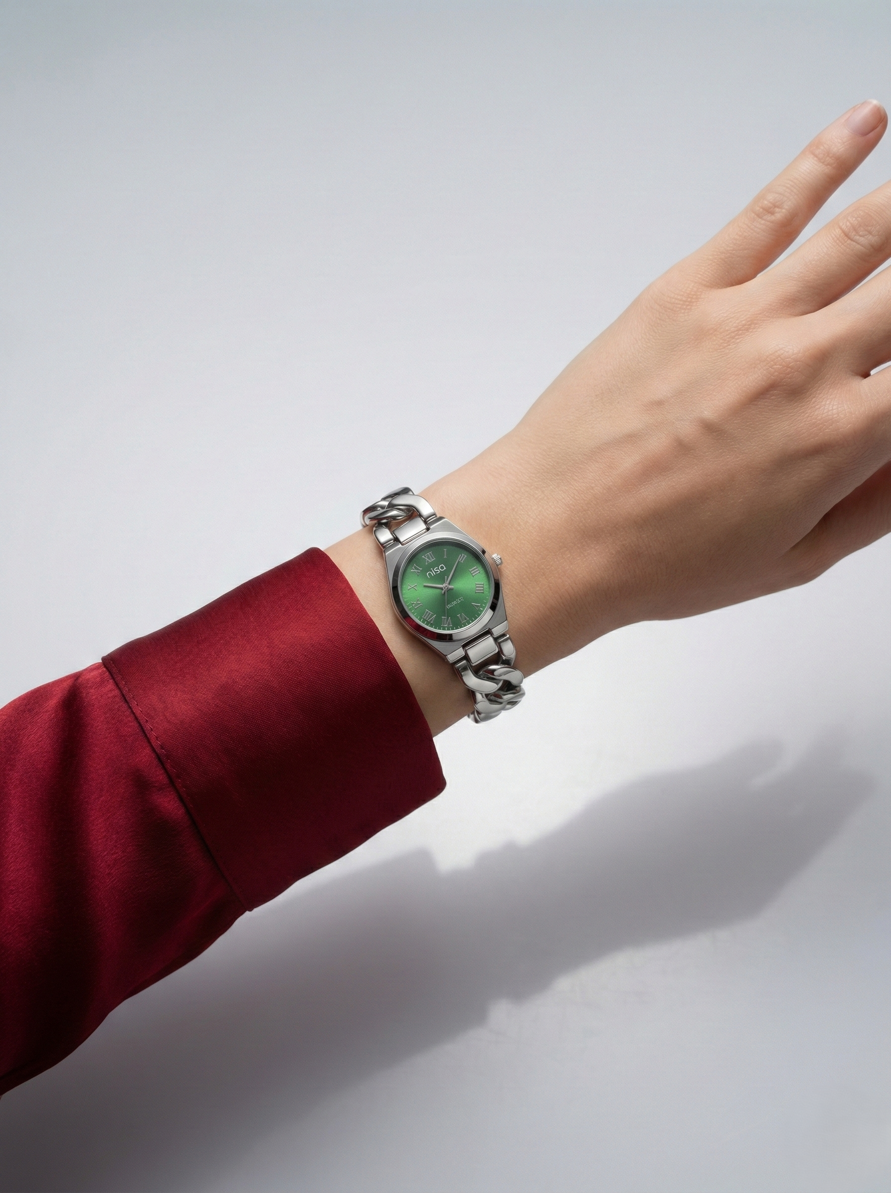 Nisa Silver Chain-Link Series – Classic Quartz Watch