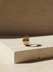 Stainless Steel Hexagon Rose Gold Ring
