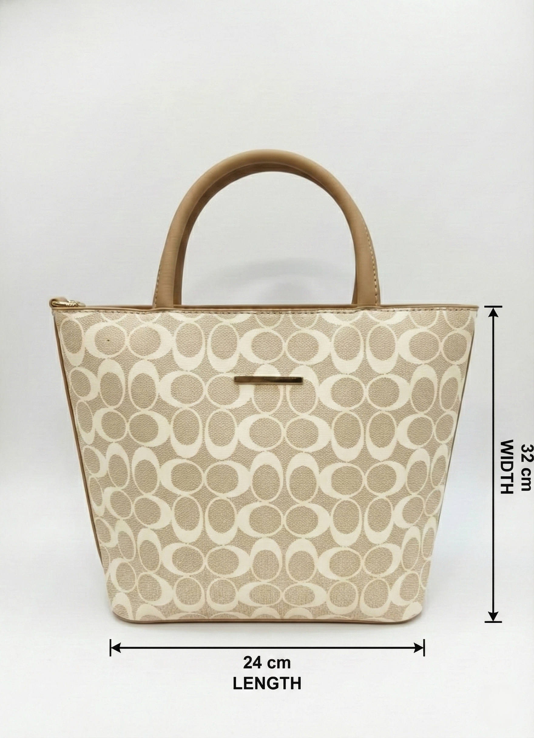 3-Pcs Combo Tote & Satchel Set - Miss Susan Gold and Cream