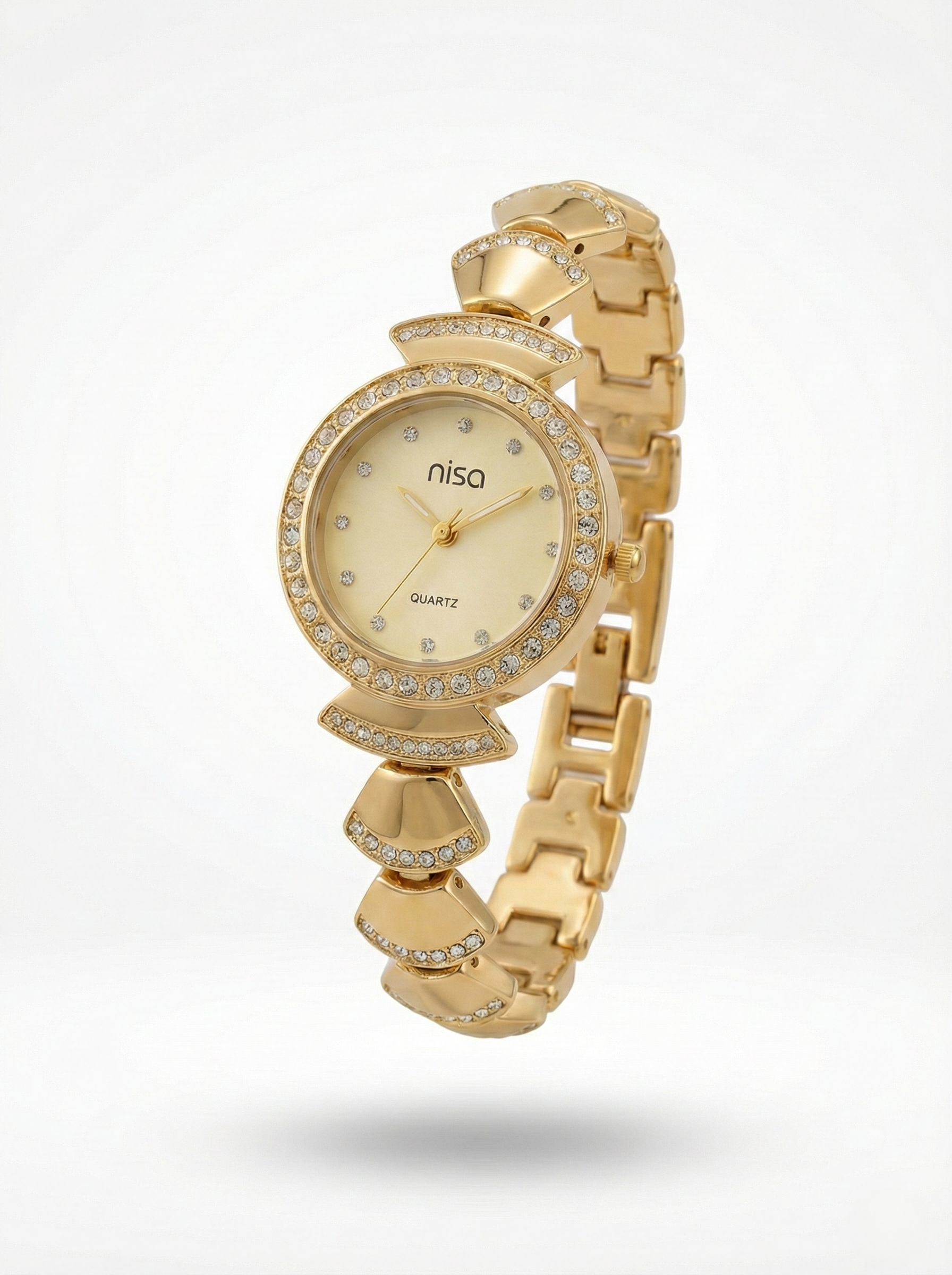 Nisa Designer Gold Women’s Watch with Crystal Accents